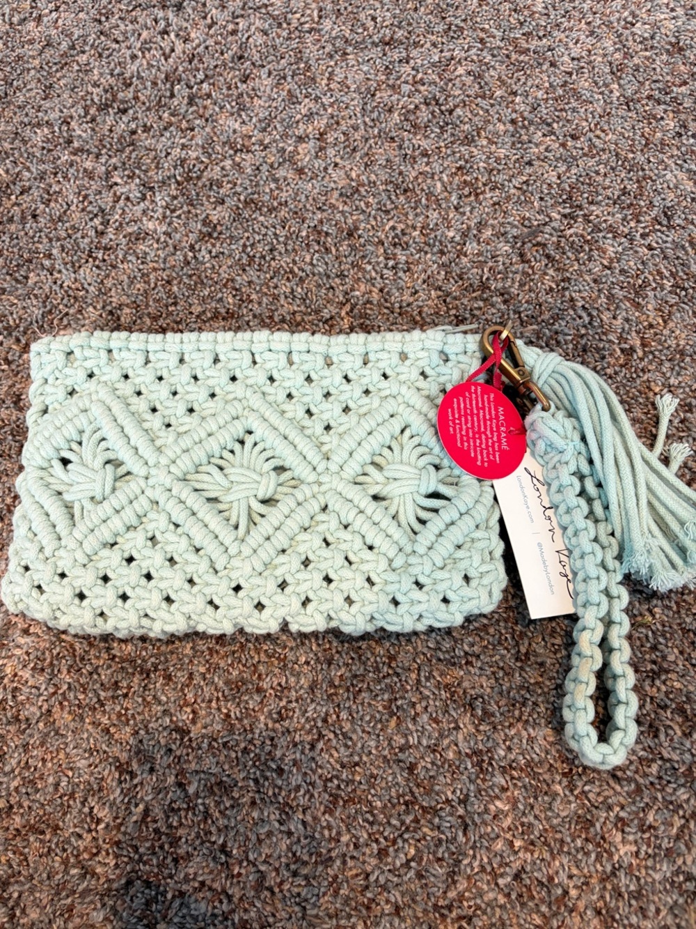 NWT Mint Crochet Crossbody Bag with Tassel